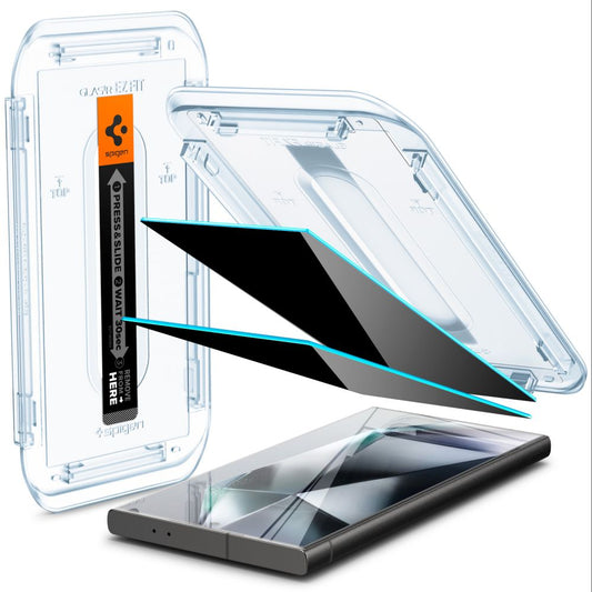 Spigen EZ FIT Privacy Screen Protector dla Samsung Galaxy S24 Ultra S928, szkło ochronne, pełny klej, zestaw 2 sztuk
