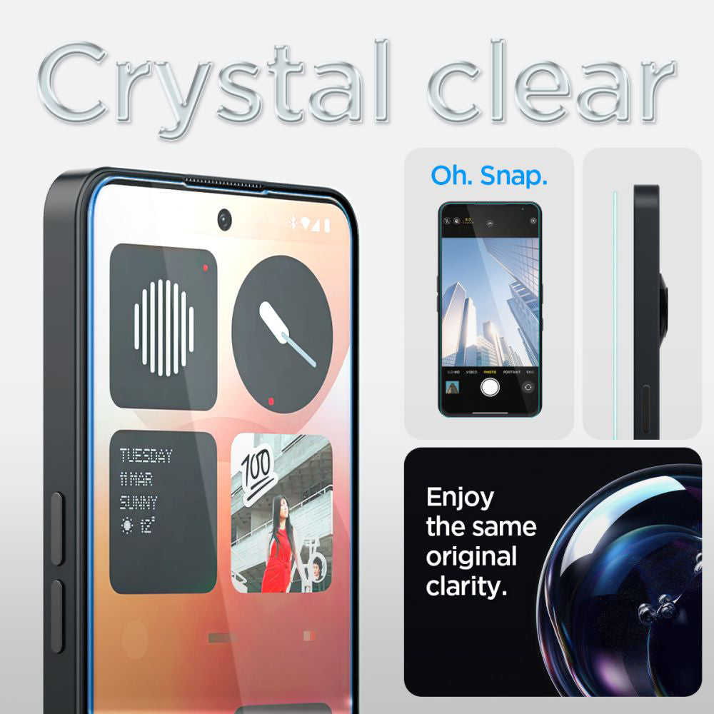 Folia ochronna na ekran Clear Spigen GlastR EZ FIT dla Nothing Phone (3a) / Phone (3a) Pro, Szkło Hartowane, Full Glue AGL09429