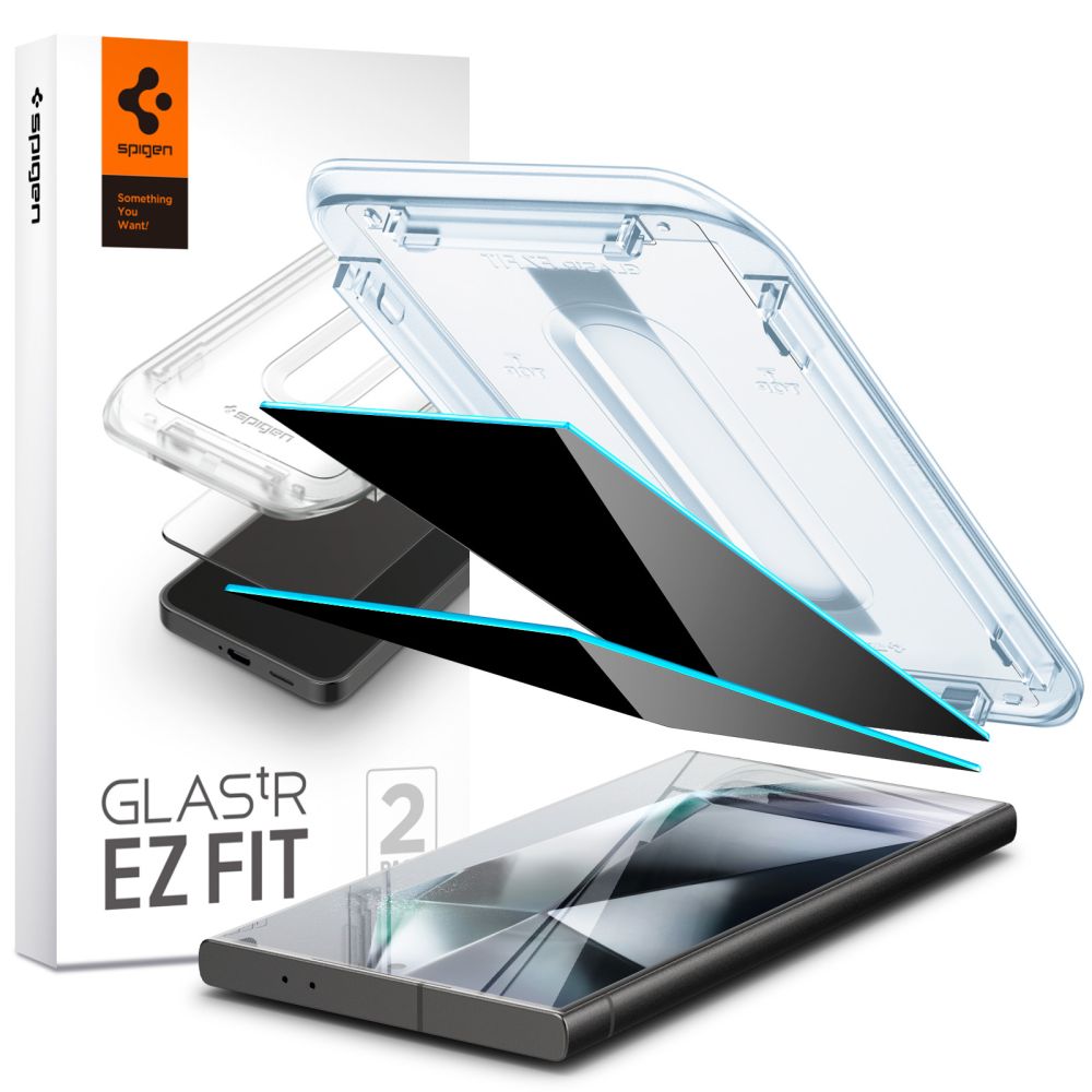 Spigen EZ FIT Privacy Screen Protector dla Samsung Galaxy S24 Ultra S928, szkło ochronne, pełny klej, zestaw 2 sztuk