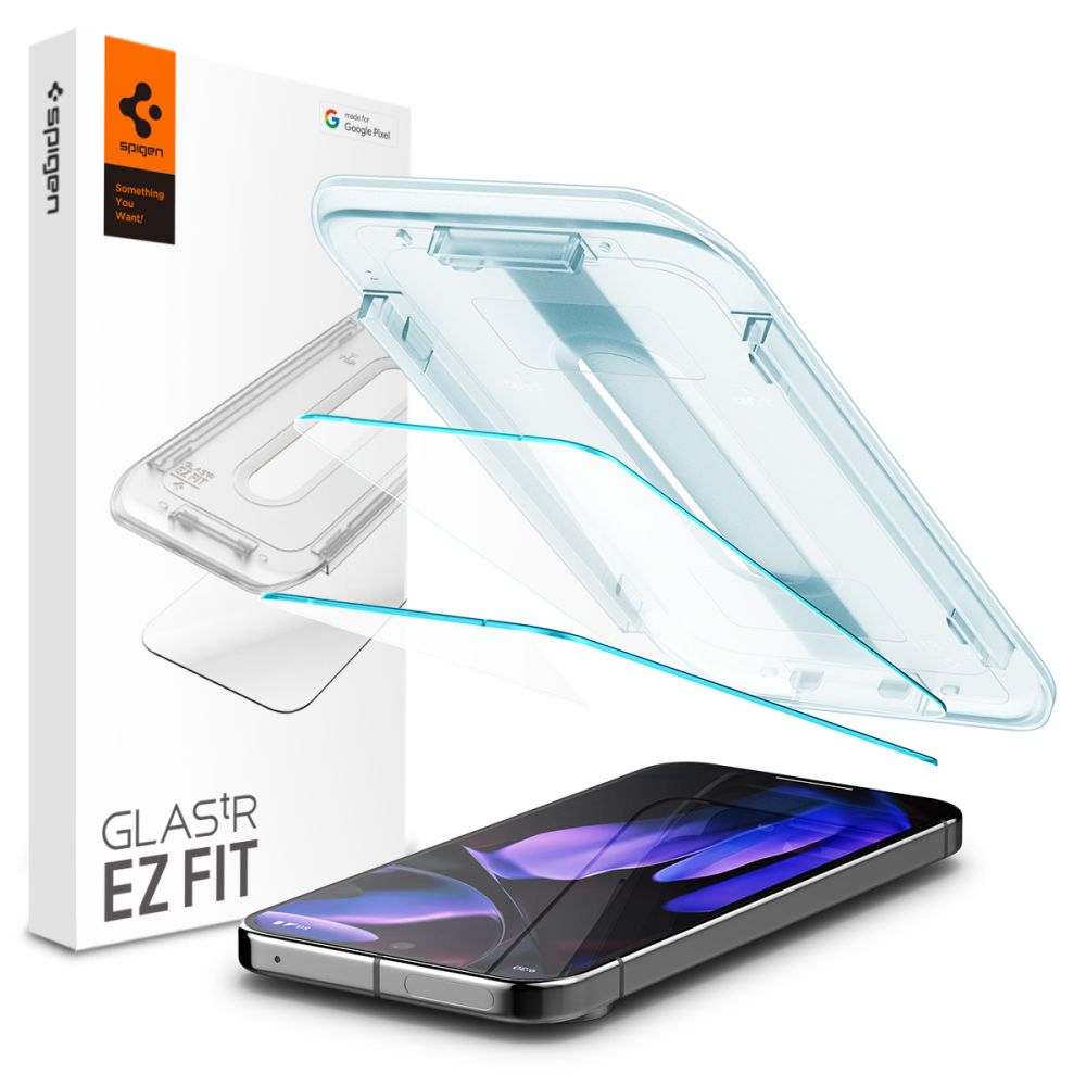 Spigen EZ FIT Screen Protector dla Google Pixel 9 / 9 Pro, szkło ochronne, pełny klej, zestaw 2 sztuk, 2.5D AGL08442 AGL08442