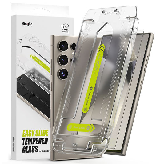 Ringke Easy Slide Screen Protector for Samsung Galaxy S24 Ultra S928, Glass Shield, Full Glue, Set 2 pieces