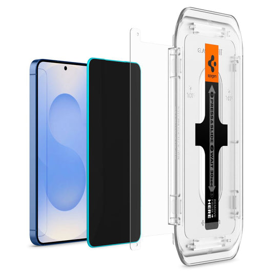 Folia ochronna na ekran Privacy Spigen GlastR EZ FIT HD do Samsung Galaxy S25 S931 / S24 S921, szkło hartowane, pełny klej, zestaw 2 sztuki