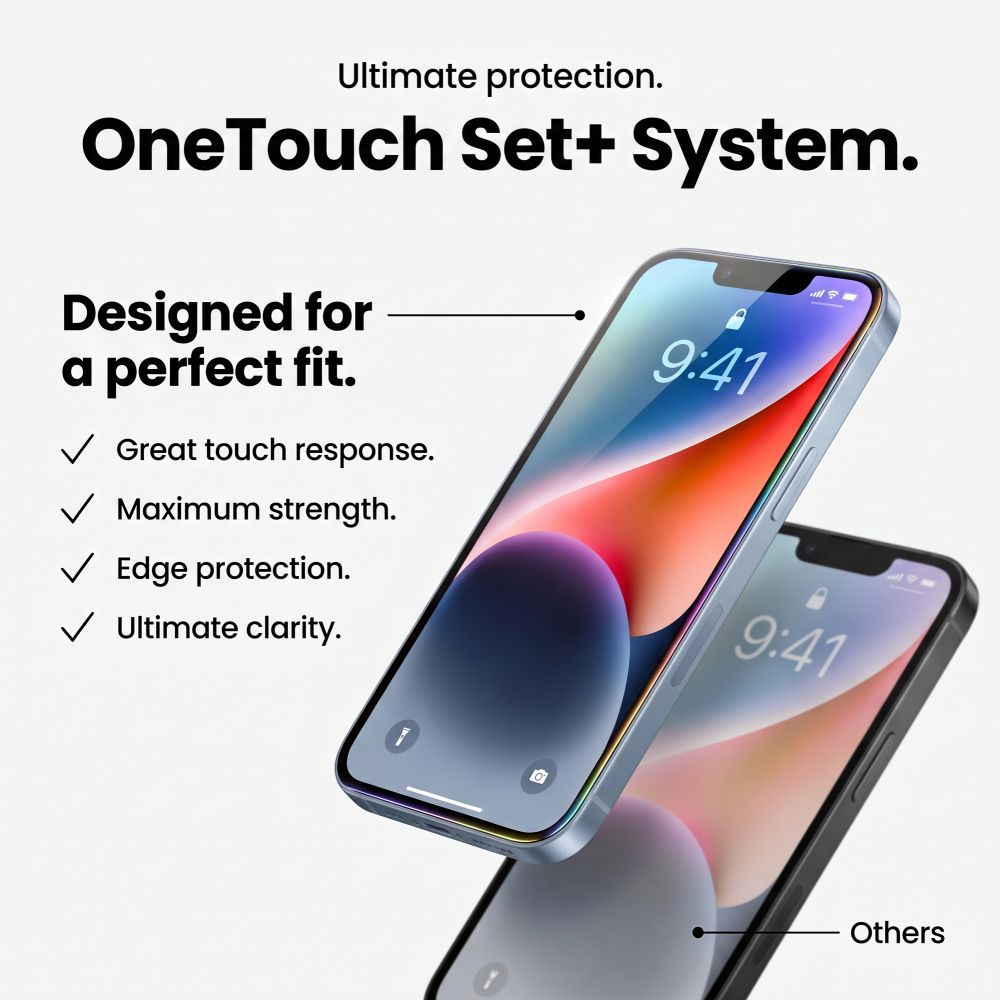 Tech-Protect OneTouch Screen Protector for Apple iPhone 18 Pro / 17 Pro, Tempered Glass, Full Glue, Set of 2 pieces