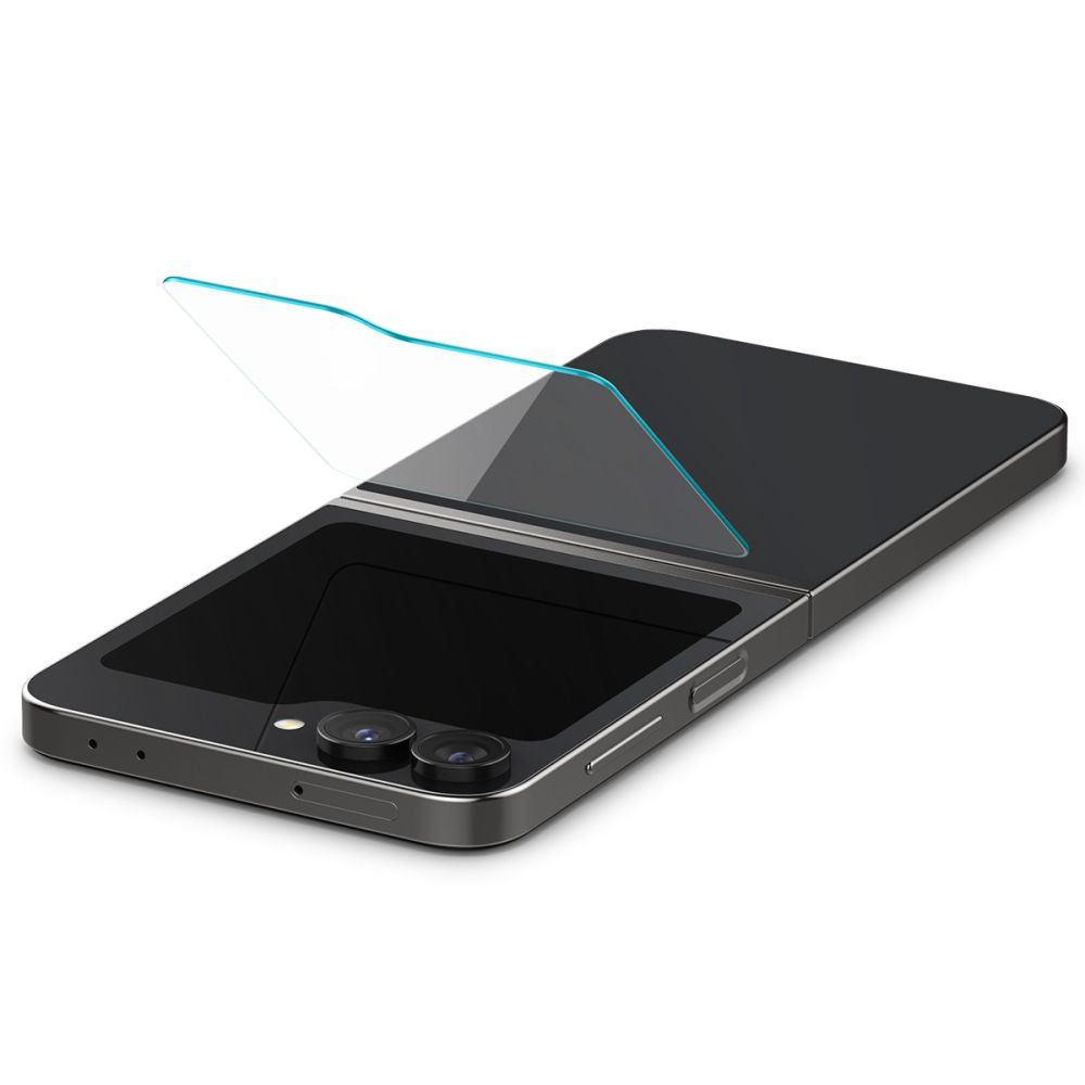 Folia ochronna na zewnętrzny ekran Spigen GlastR EZ FIT dla Samsung Galaxy Z Flip6 F741, Szkło hartowane, Pełne klejenie, Zestaw 2 sztuki AGL07972