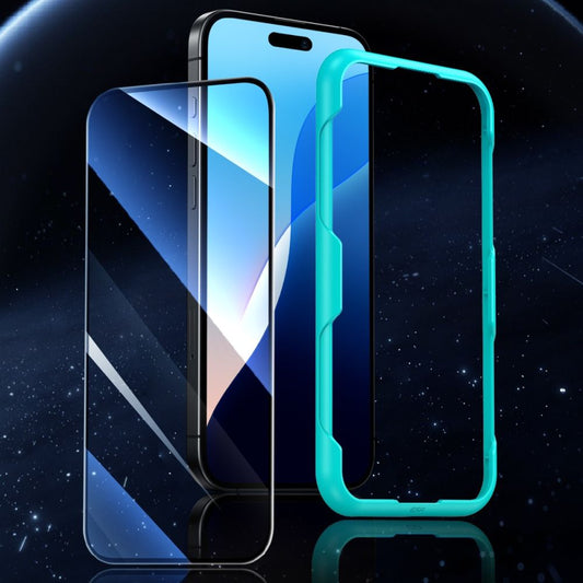 Folia ochronna ESR na ekran dla Apple iPhone 16 / 15, Szkło hartowane, Pełne klejenie, Zestaw 2 sztuki, Czarna