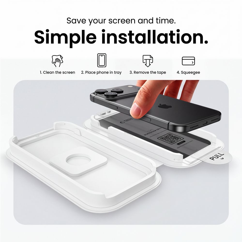 Folia ochronna na ekran Privacy Tech-Protect OneTouch do Apple iPhone 18 Pro Max, szkło hartowane, pełna klej, zestaw 2 sztuki