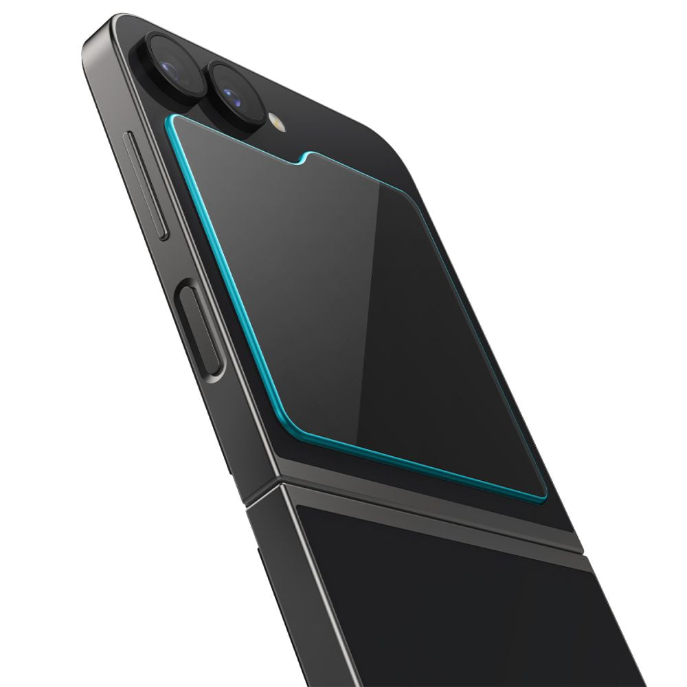 Folia ochronna na zewnętrzny ekran Spigen GlastR EZ FIT dla Samsung Galaxy Z Flip6 F741, Szkło hartowane, Pełne klejenie, Zestaw 2 sztuki AGL07972