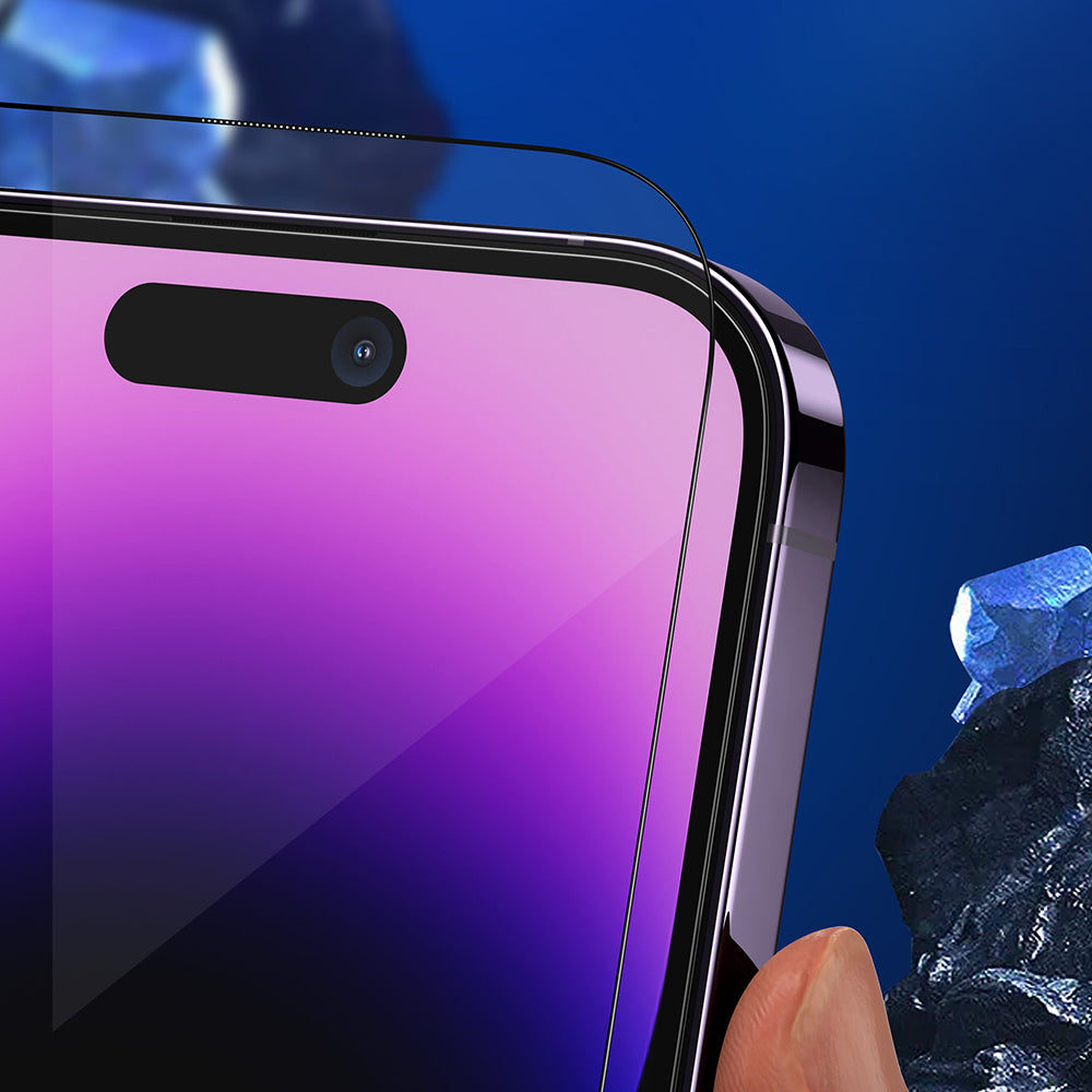 Blueo Anti-Broken Screen Protector Film for Apple iPhone 15 Pro Max, Tempered Glass, Full Glue, Black