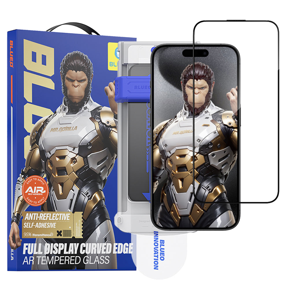 Folia ochronna na ekran Blueo AR Applicator Pro do Apple iPhone 16 Pro Max, szkło hartowane, pełna klej, 3D, czarna