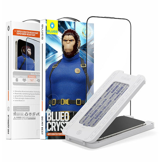 Folia ochronna do ekranu Blueo Crystal Anti-Scratch Applicator dla Apple iPhone 17 Pro / 17 / 16 Pro, Hartowane szkło, Pełne klejenie, Czarna