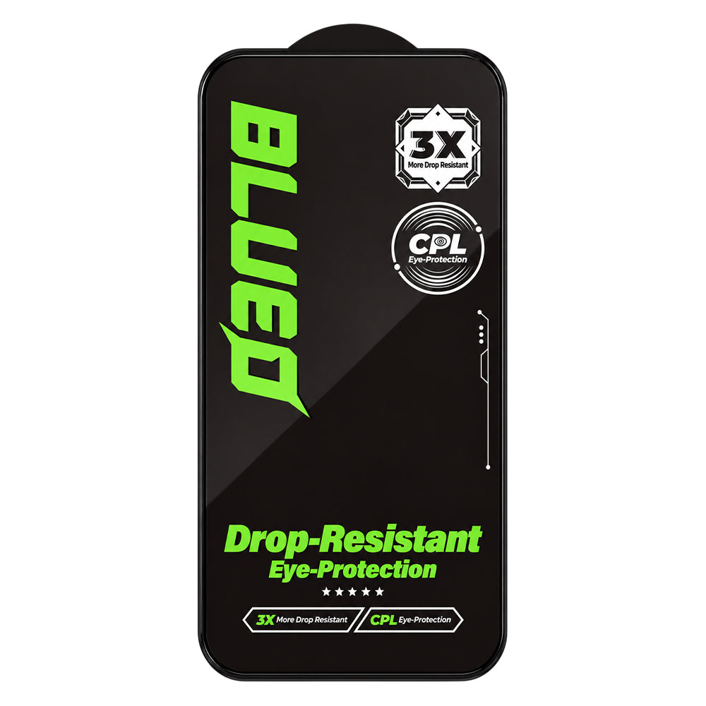 Szkło ochronne Blueo Drop Resistant na ekran Apple iPhone 18 Pro / 17 Pro / 17 / 16 Pro, szkło hartowane, pełny klej, czarne