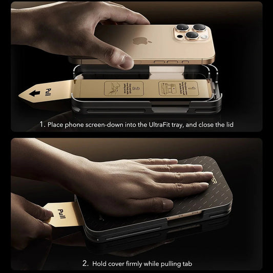 Folia ochronna ESR Corning UltraFit na ekran dla Apple iPhone 17 Pro, Hartowane szkło, Pełne klejenie, Zestaw 3 sztuki