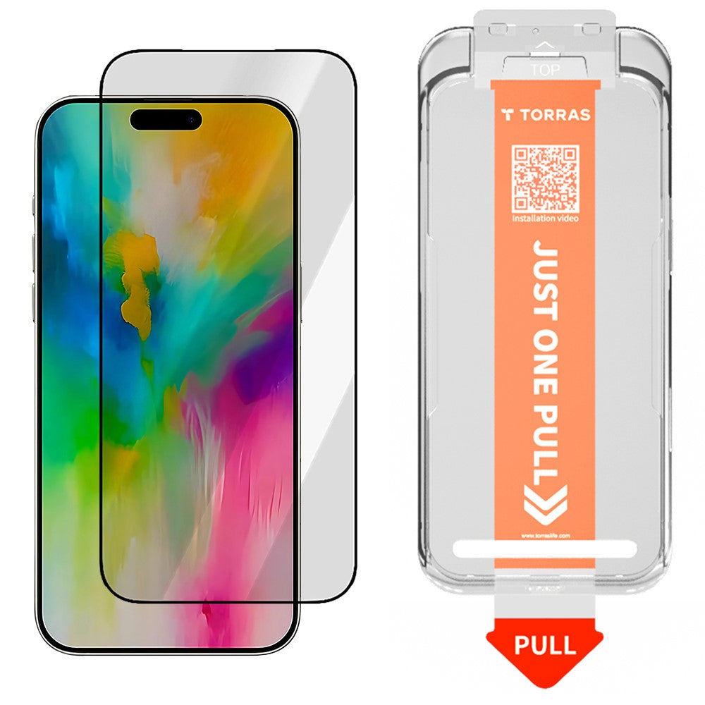 Folia ochronna na ekran Torras GlassGo Install Master dla Apple iPhone 17, Hartowane szkło, Pełne klejenie