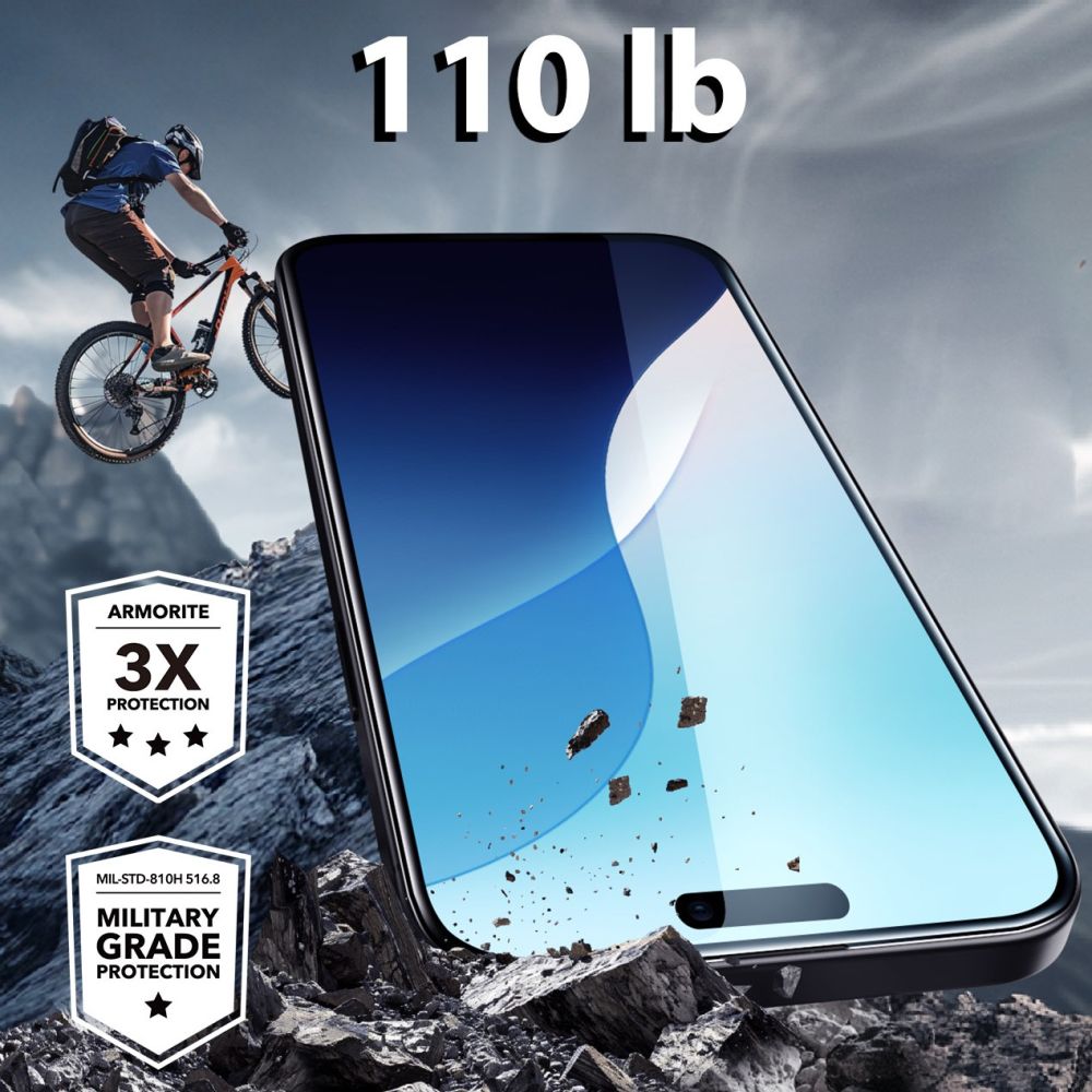 Folia ochronna ESR Armorite na ekran dla Apple iPhone 16 Plus / 15 Plus, Hartowane szkło, Pełne klejenie, Czarna