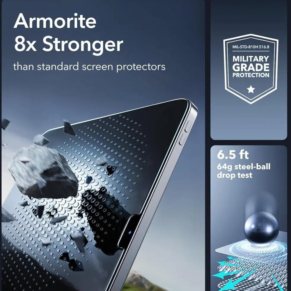Folia ochronna ESR Armorite UltraFit na ekran do Apple iPad (2025) / (2022), Hartowane szkło, Pełne klejenie, Zestaw 2 sztuki
