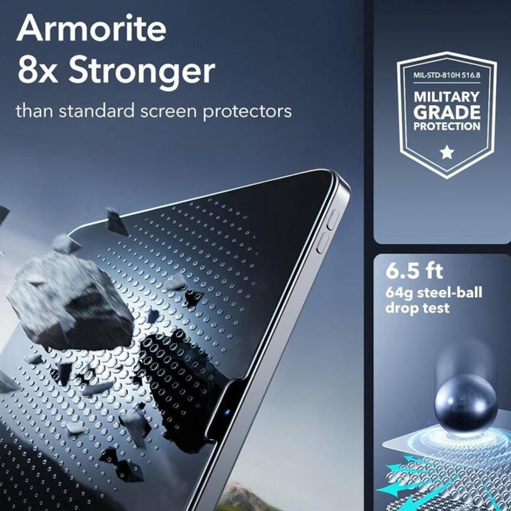Folia ochronna ESR Armorite UltraFit na ekran dla Apple iPad Air 13 (2025) / Air 13 (2024), Hartowane szkło, Pełne klejenie, Zestaw 2 sztuki