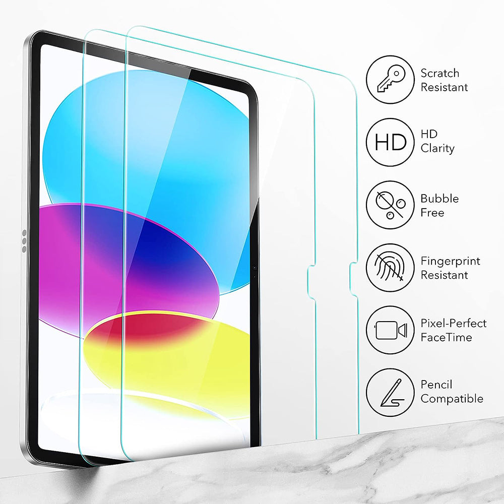 Folia ochronna ESR na ekran dla Apple iPad (2025) / (2022), Hartowane szkło, Pełne klejenie, Zestaw 2 sztuki