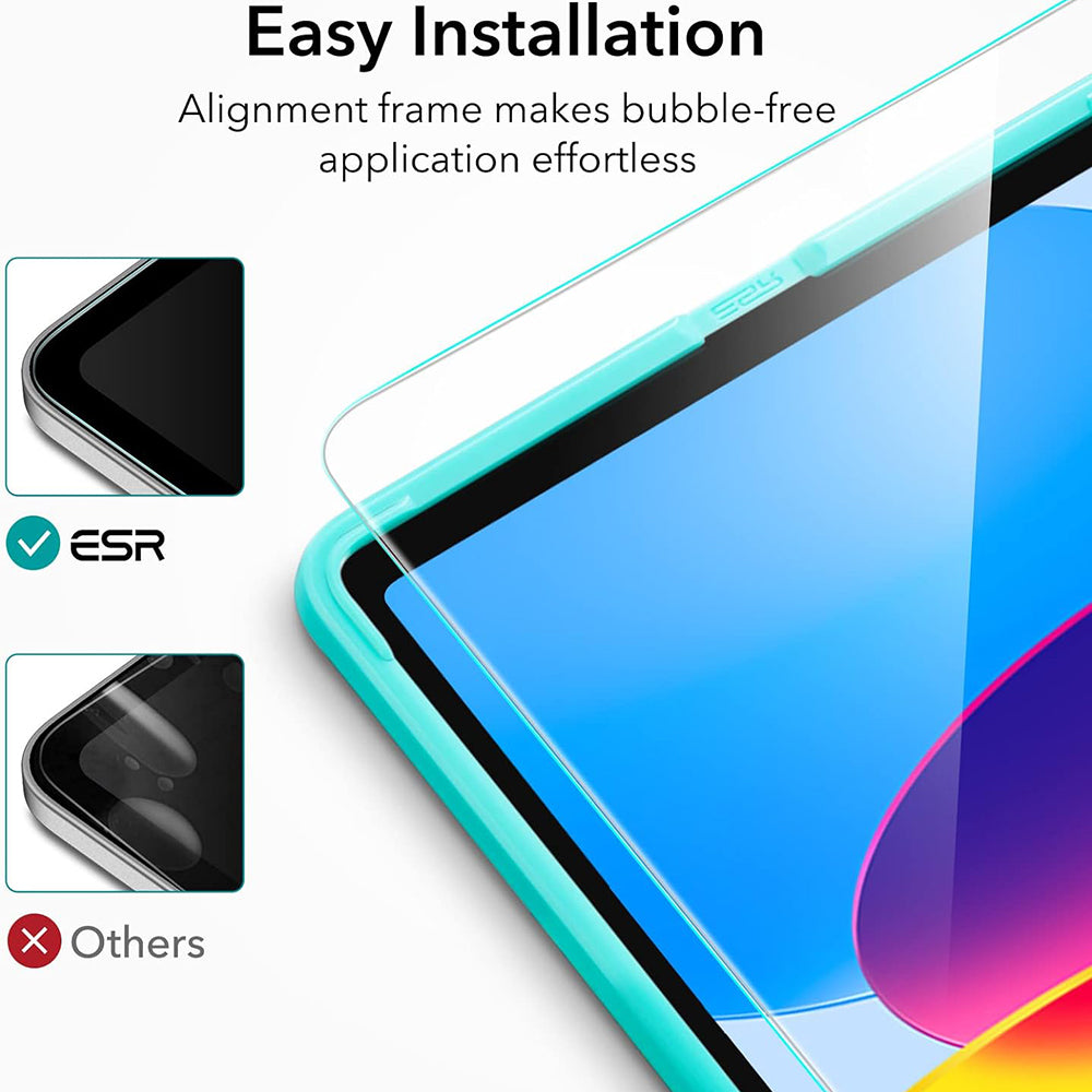 Folia ochronna ESR na ekran dla Apple iPad (2025) / (2022), Hartowane szkło, Pełne klejenie, Zestaw 2 sztuki