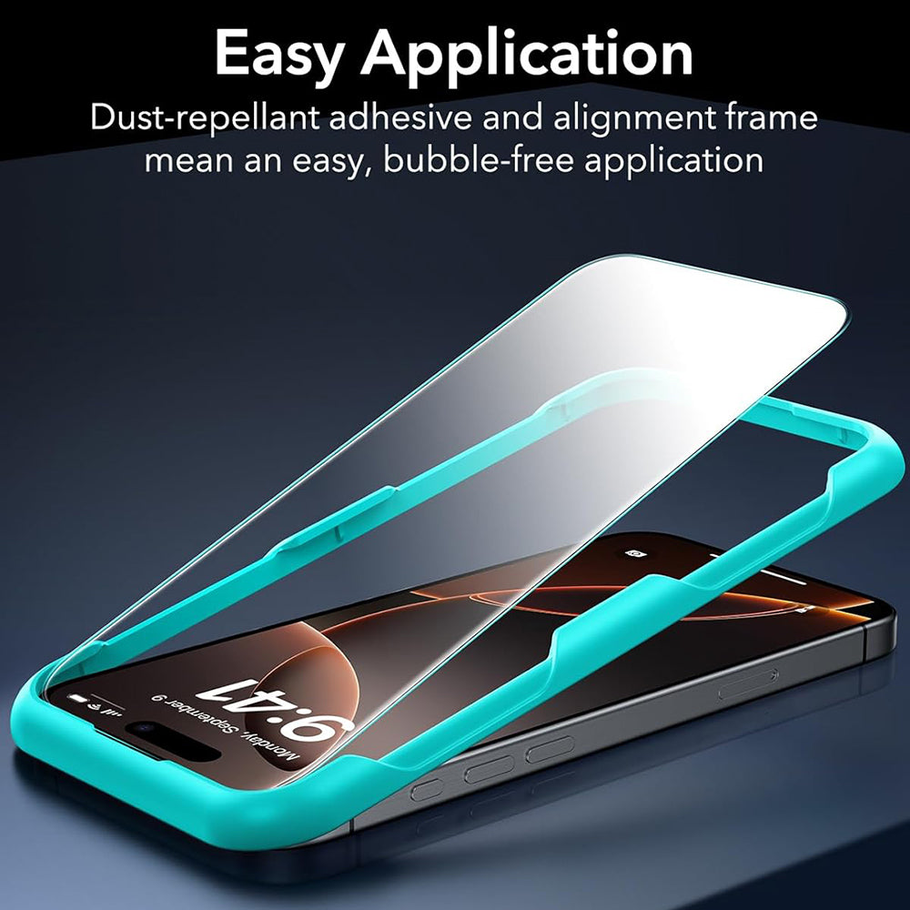 Folia ochronna ESR do ekranu Apple iPhone 17 Pro, Hartowane szkło, Pełne klejenie, Zestaw 3 sztuki