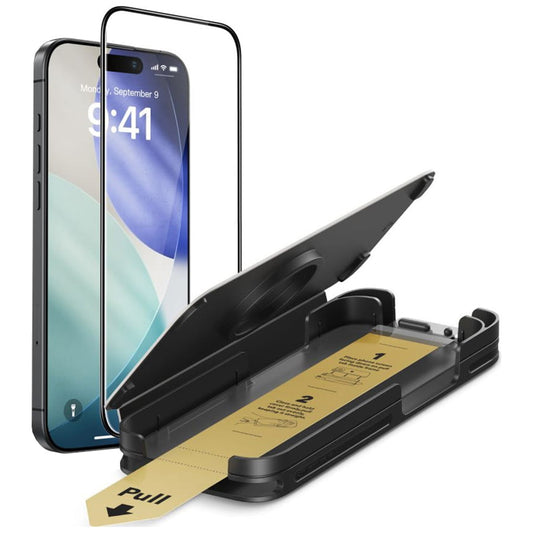 Folia ochronna ESR UltraFit Armorite Pro do ekranu Apple iPhone 17 / 16 Pro, Hartowane szkło, Pełne klejenie, Czarna