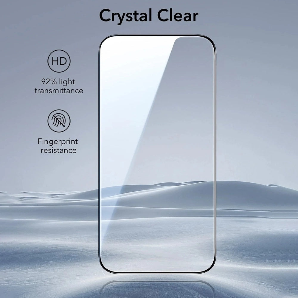 Folia ochronna ESR UltraFit na ekran dla Apple iPhone 17 / 16 Pro, Hartowane szkło, Pełne klejenie, Zestaw 3 sztuki