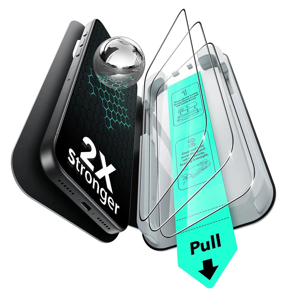 Folia ochronna ESR UltraFit na ekran dla Apple iPhone 17 Pro Max, Hartowane szkło, Pełne klejenie, Zestaw 3 sztuki.