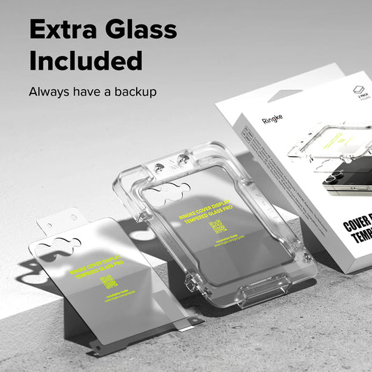 Folia ochronna na ekran zewnętrzny Ringke Cover Display do Samsung Galaxy Z Flip7 F766, szkło hartowane, pełna klejność, zestaw 2 sztuki