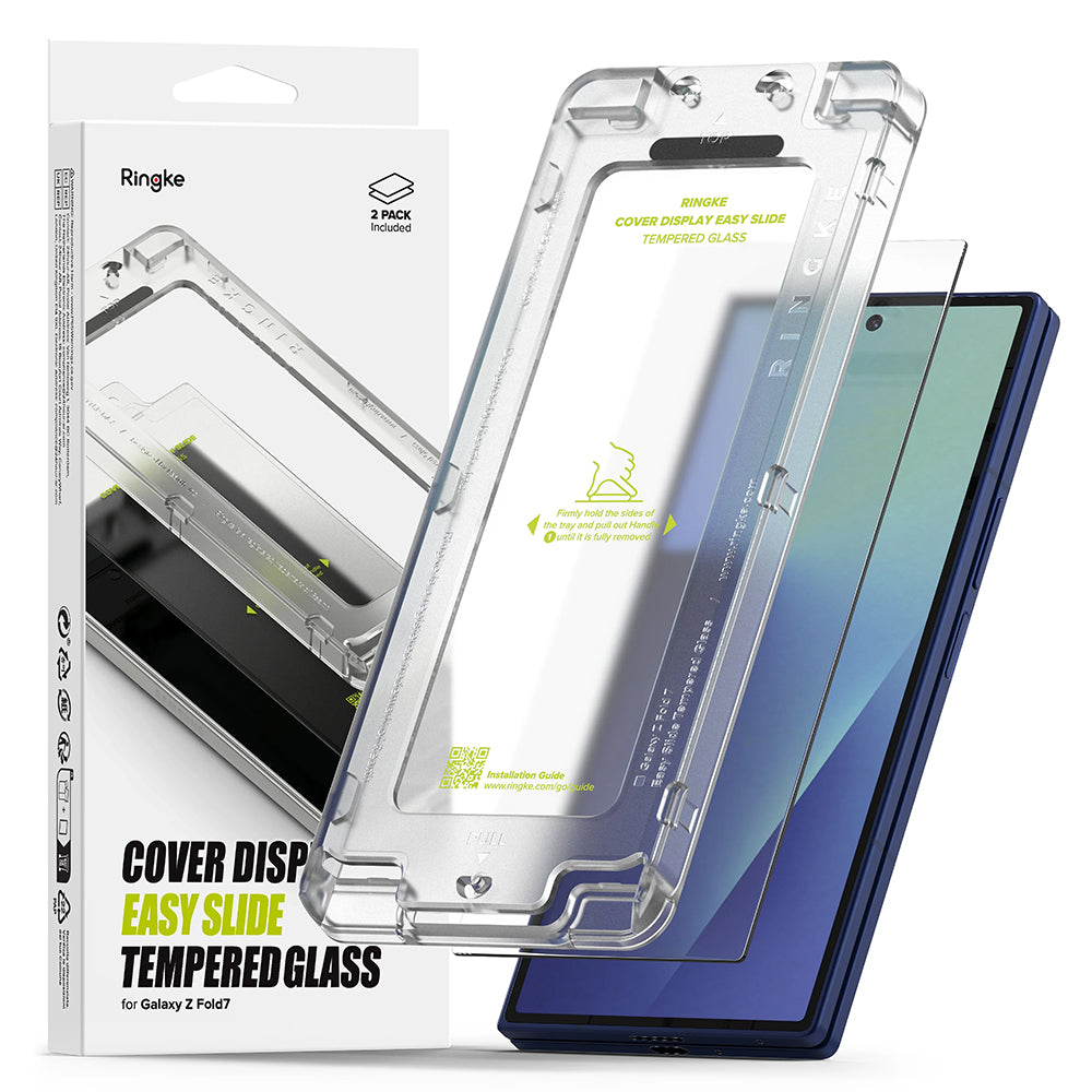 Ringke Easy Slide Exterior Screen Protector for Samsung Galaxy Z Fold7 F966, Tempered Glass, Full Glue, Set of 2 Pieces