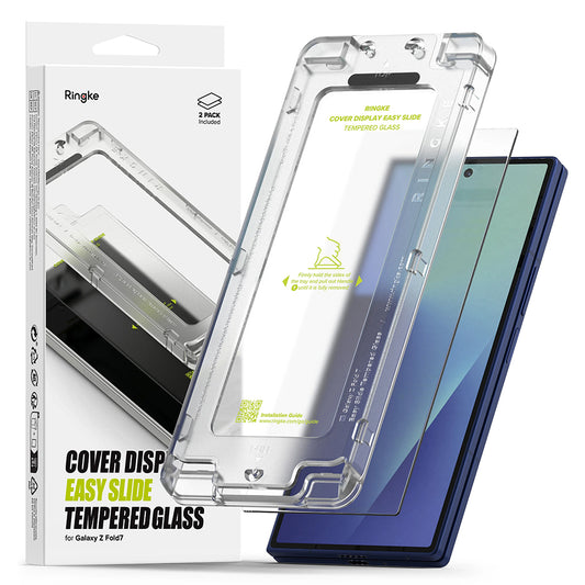 Folia ochronna na zewnętrzny ekran Ringke Easy Slide dla Samsung Galaxy Z Fold7 F966, Hartowane szkło, Pełne klejenie, Zestaw 2 sztuki