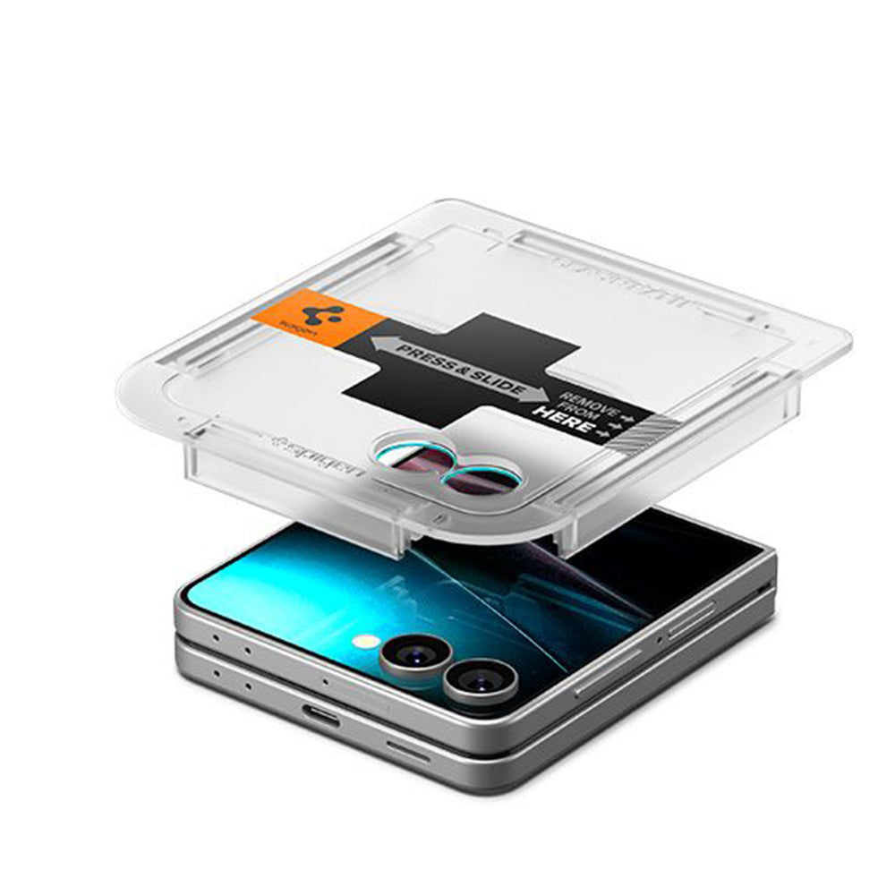 Folia ochronna na zewnętrzny ekran Spigen GlastR EZ FIT dla Samsung Galaxy Z Flip7 F766, Hartowane szkło, Pełne klejenie