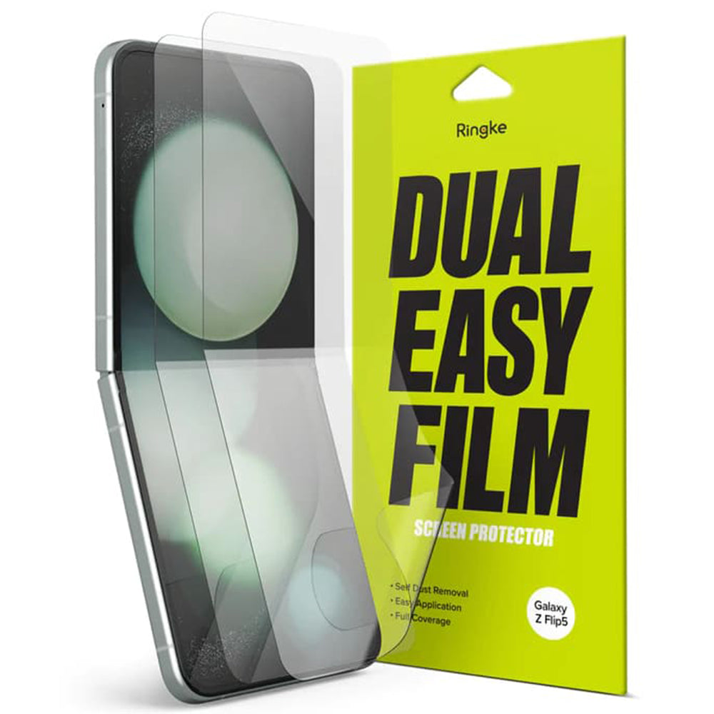 Folia ochronna Ringke Dual Easy do wewnętrznego ekranu Samsung Galaxy Z Flip5 F731, Plastik, Zestaw 2 sztuki