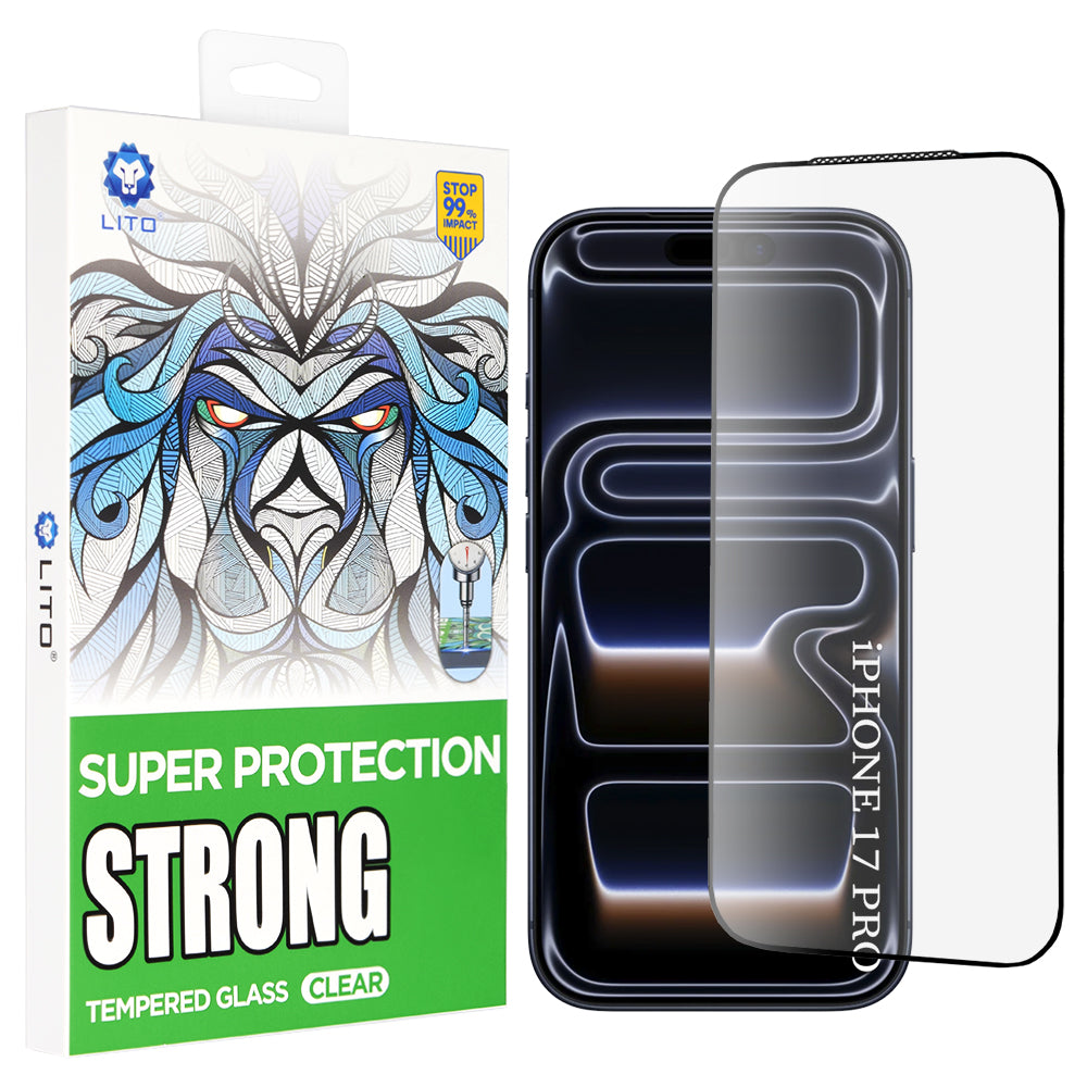 Folia ochronna na ekran Lito D+ Max Strong dla Apple iPhone 17 Pro, Szkło Hartowane, Full Glue, Czarna