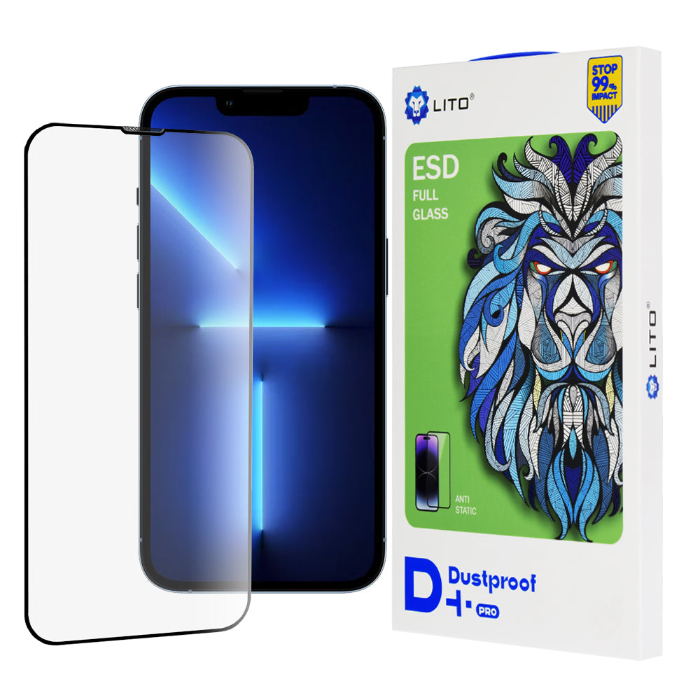 Folia ochronna na ekran Lito D+ Pro Dustproof dla Apple iPhone 14 Plus / 13 Pro Max, Hartowane szkło, Pełne klejenie, Czarna