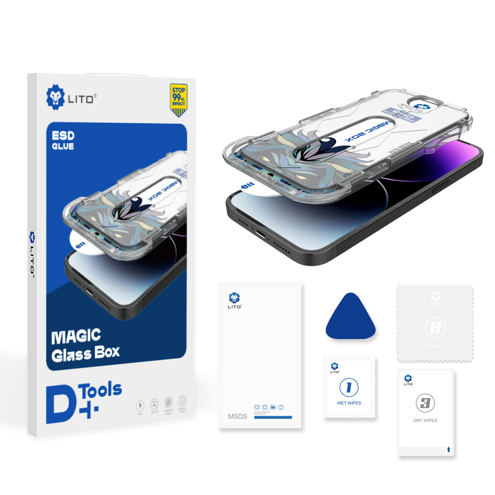 Folia ochronna na ekran Lito Magic Glass Box D+ Tools do Apple iPhone 16, szkło hartowane, pełna klejność