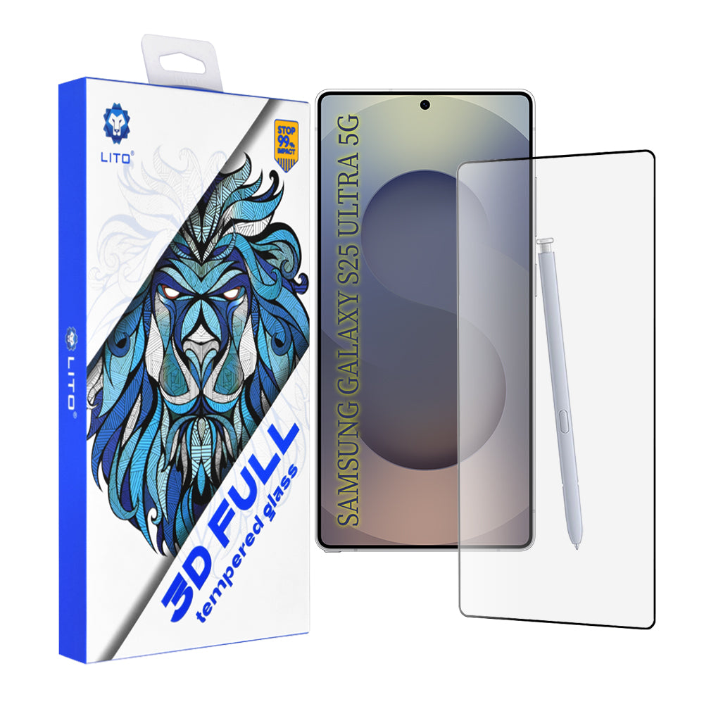 Folia ochronna na ekran Lito do Samsung Galaxy S25 Ultra S938, szkło hartowane, pełna klej, 3D, czarna
