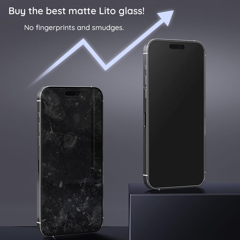 Matowa folia ochronna na ekran Lito HD Pro do Apple iPhone 16 Plus, szkło hartowane, pełna klej, czarna