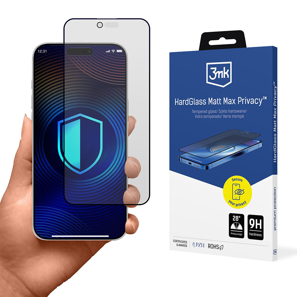 Folia ochronna Matte Privacy 3MK HardGlass Max do Apple iPhone 17 Air, Hartowane szkło, Full Glue