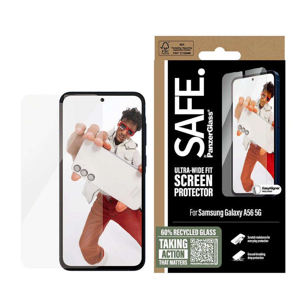 Folia ochronna do ekranu PanzerGlass Safe. Ultra-Wide Fit EasyAligner dla Samsung Galaxy A56 A566, Szkło Hartowane, Pełne Klejenie
