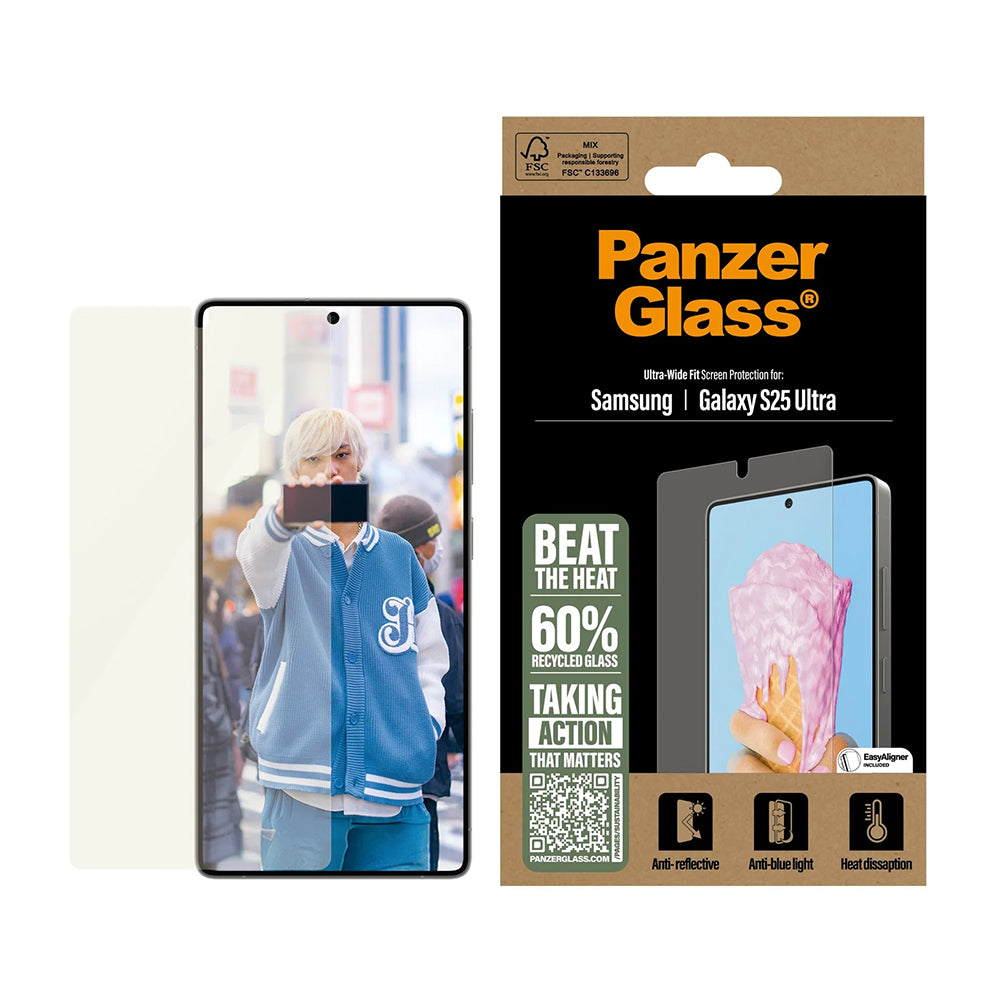 Folia ochronna do ekranu PanzerGlass Ultra-Wide Fit All-in-One dla Samsung Galaxy S25 Ultra S938, Szkło Hartowane, Pełne Klejenie