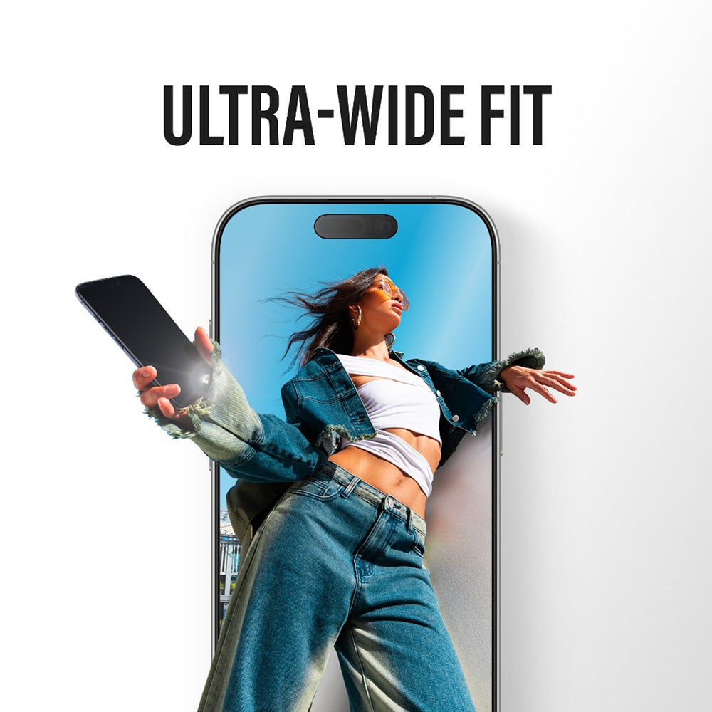 Folia ochronna do ekranu PanzerGlass Ultra-Wide Fit Stealth Fastfit dla Apple iPhone 17 / 16 Pro, Hartowane szkło, Pełne klejenie, Czarna