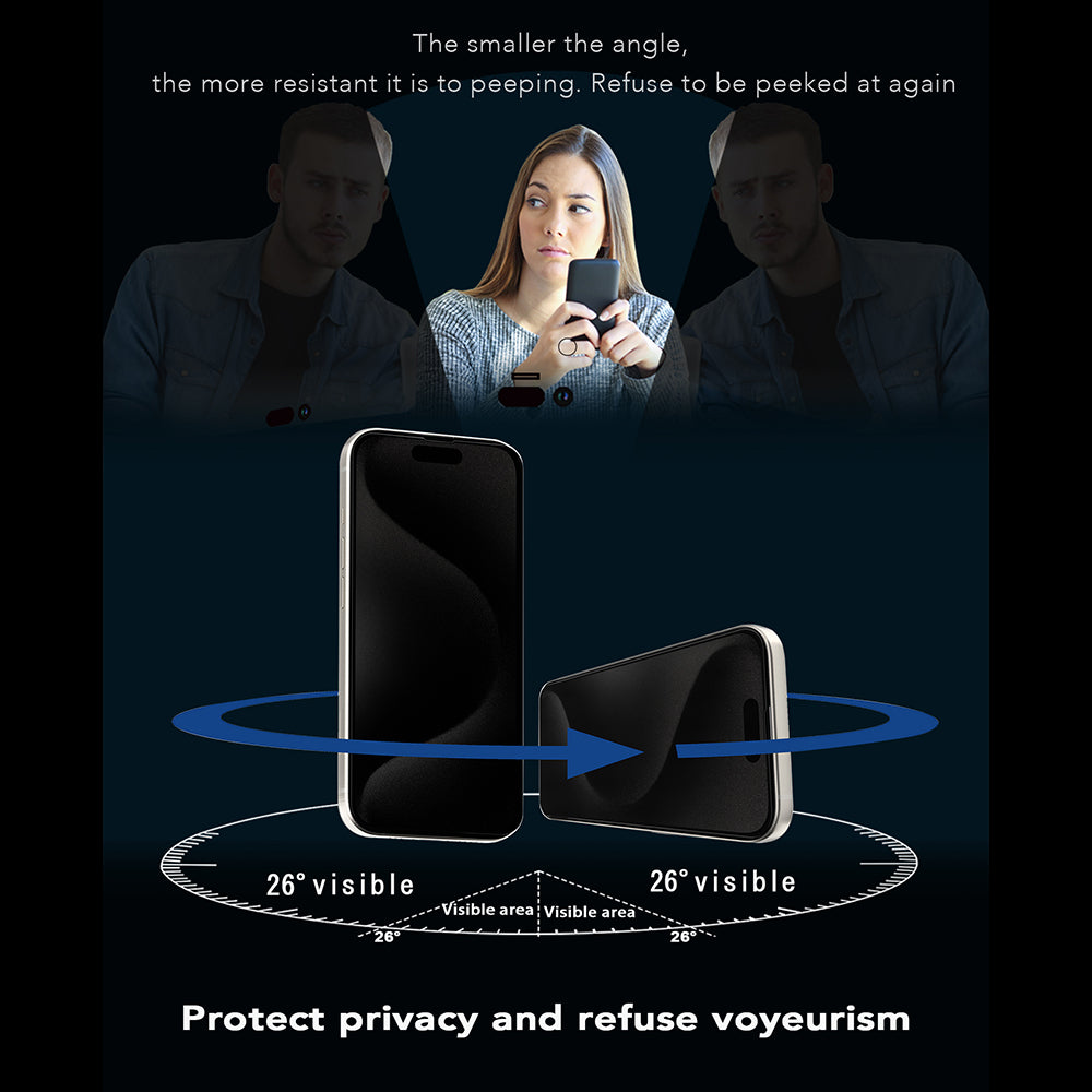 Folia ochronna na ekran Privacy Anank 1X Reinforced 360 do Apple iPhone 15 Pro Max, szkło hartowane, pełna klej, 2.5D