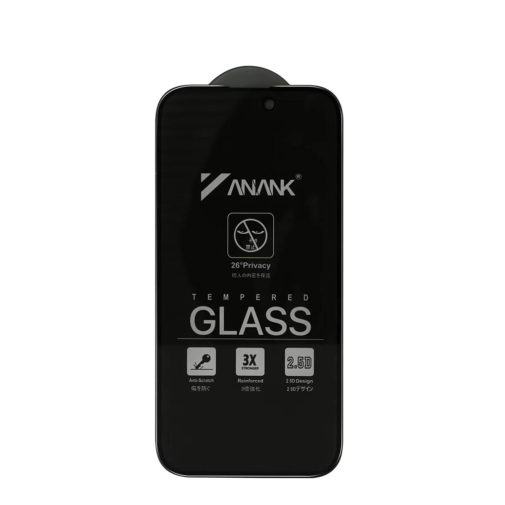 Folia ochronna na ekran Privacy Anank 3X Reinforced do Apple iPhone 16 Pro Max, szkło hartowane, pełna klej, 2.5D