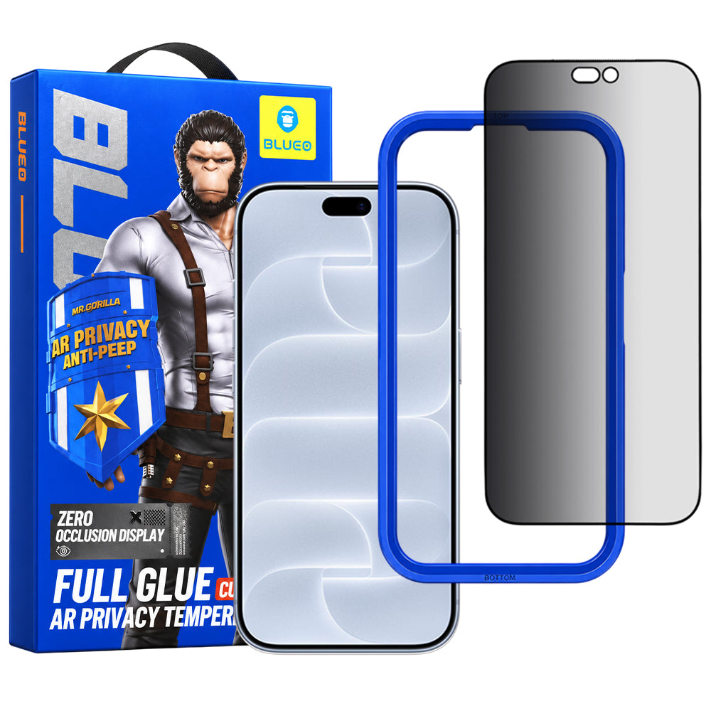 Szkło ochronne Blueo Privacy Anti Peep AR do Apple iPhone 18 Pro, szkło hartowane, Full Glue, 3D