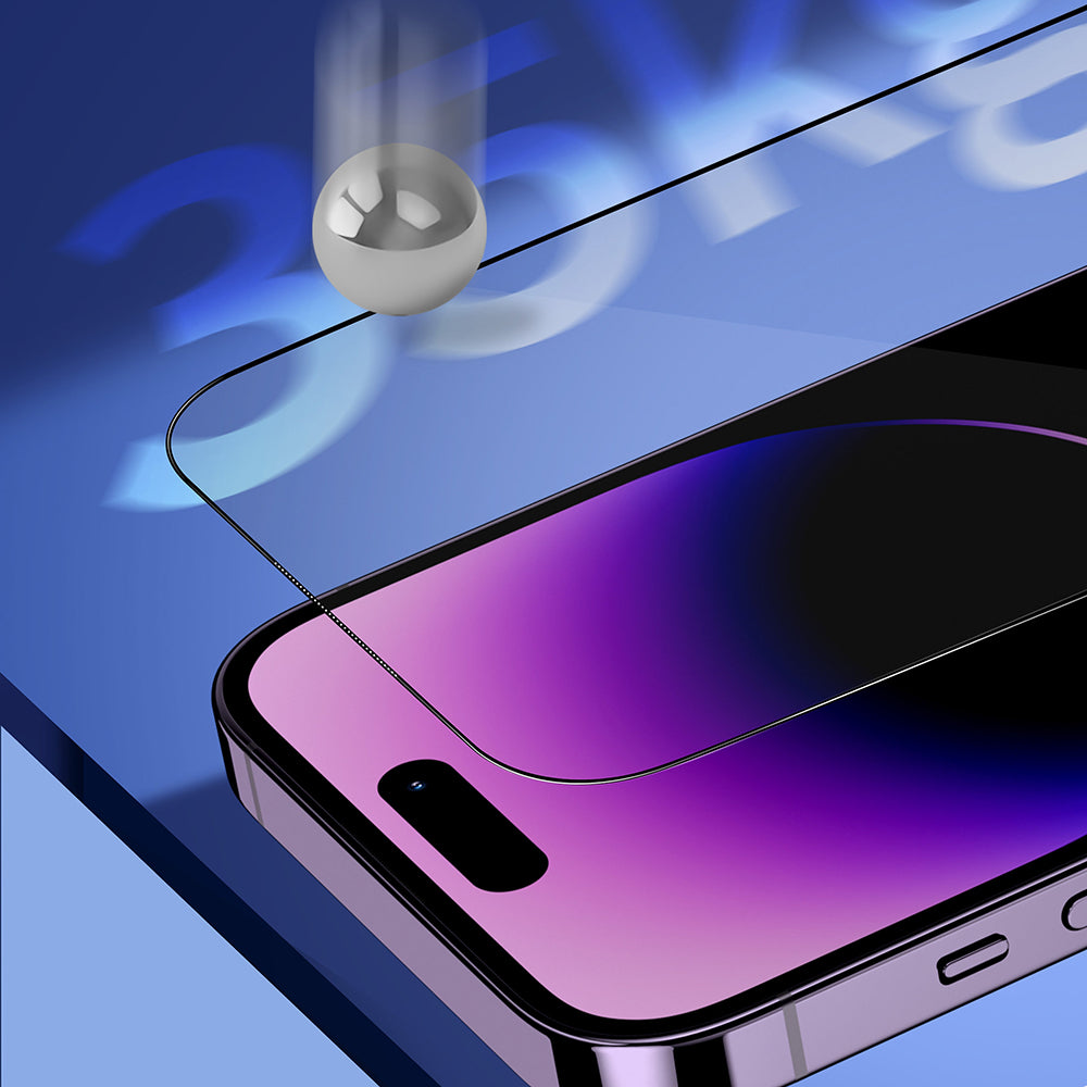 Folia ochronna Ecran Privacy Blueo Sapphire Applicator Pro dla Apple iPhone 17 Pro / 17 / 16 Pro, Hartowane szkło, Pełne klejenie