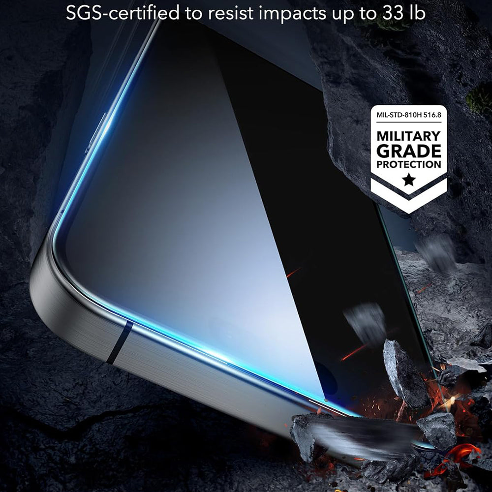 Folia ochronna Ecran Privacy ESR dla Apple iPhone 17 / 16 Pro, Szkło Hartowane, Pełne Klejenie, Zestaw 3 sztuki