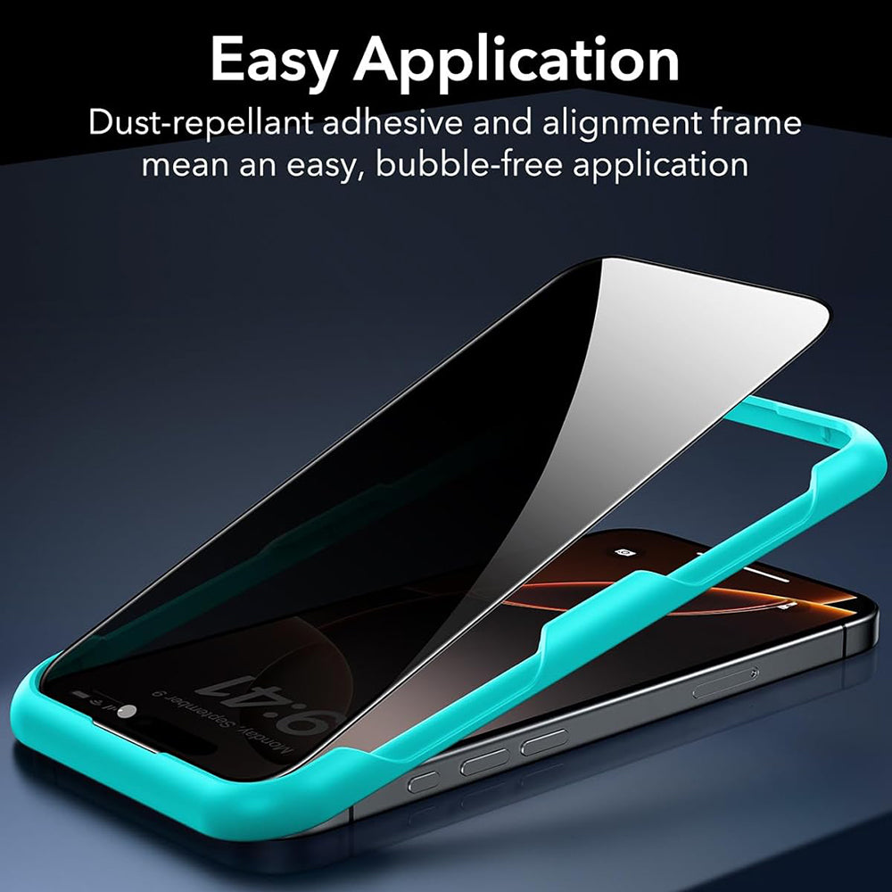 Folia ochronna Ecran Privacy ESR dla Apple iPhone 17 / 16 Pro, Szkło Hartowane, Pełne Klejenie, Zestaw 3 sztuki
