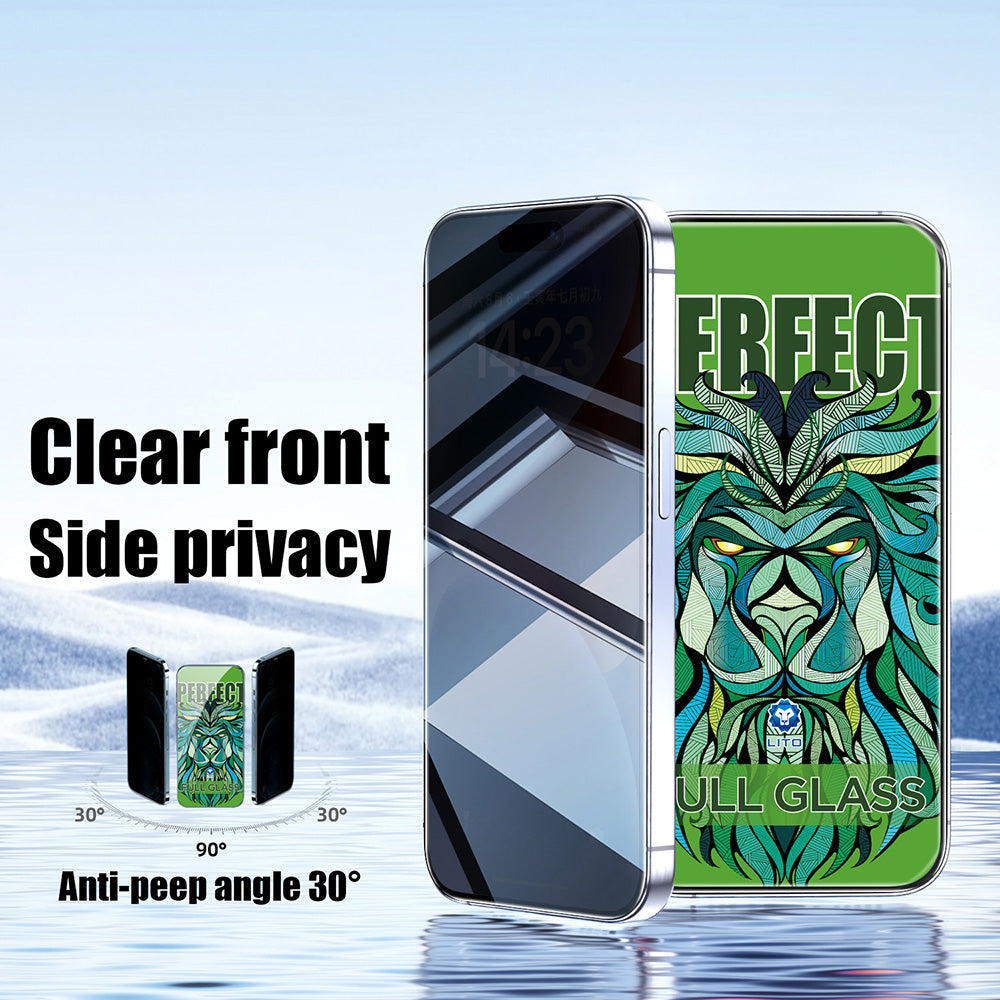 Folia ochronna Privacy Lito D+ Max Strong na ekran dla Apple iPhone 17 / 16 Pro, Hartowane szkło, Pełne klejenie