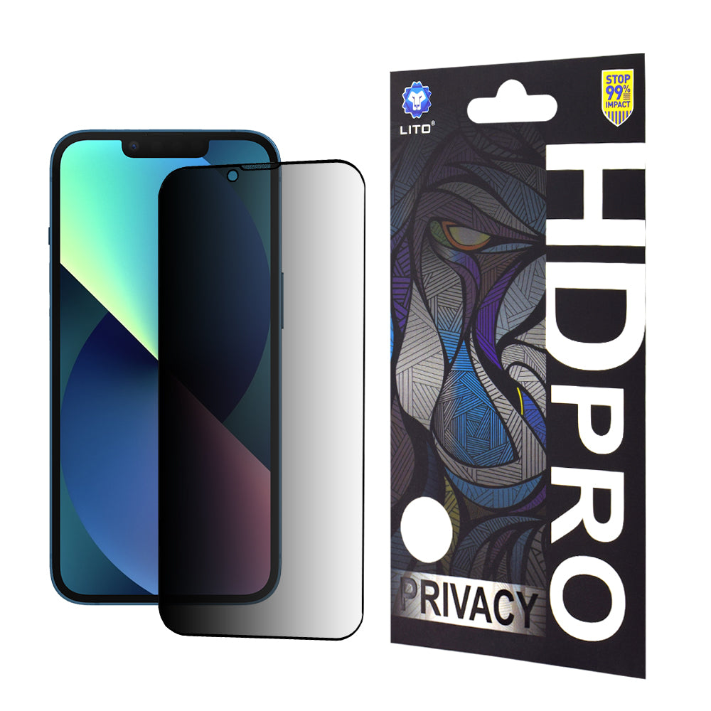 Folia ochronna na ekran Privacy Lito HD Pro do Apple iPhone 17e / 16e / 14 / 13 Pro, szkło hartowane, pełna klejność