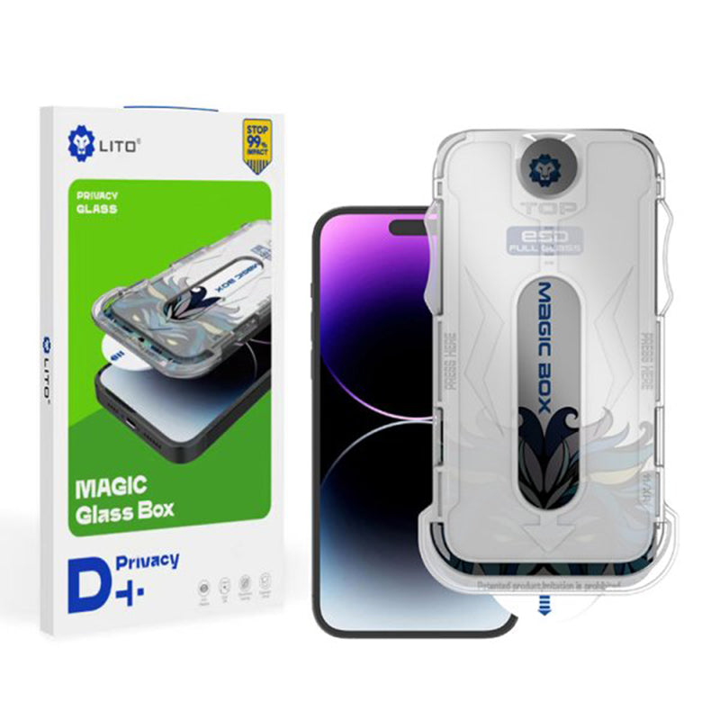 Folia ochronna na ekran Privacy Lito Magic Glass Box D+ Tools do Apple iPhone 16 Plus, szkło hartowane, pełna warstwa kleju