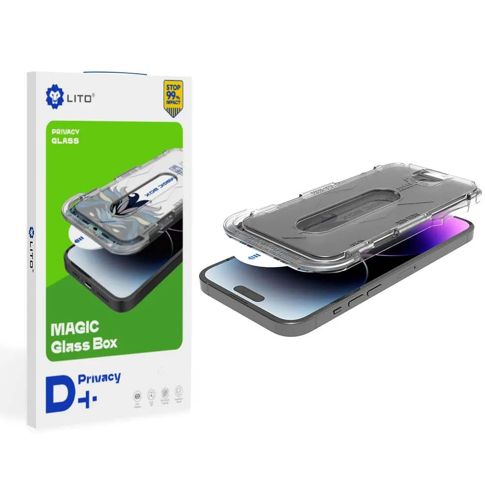 Folia ochronna na ekran Privacy Lito Magic Glass Box D+ Tools do Apple iPhone 16 Plus, szkło hartowane, pełna warstwa kleju